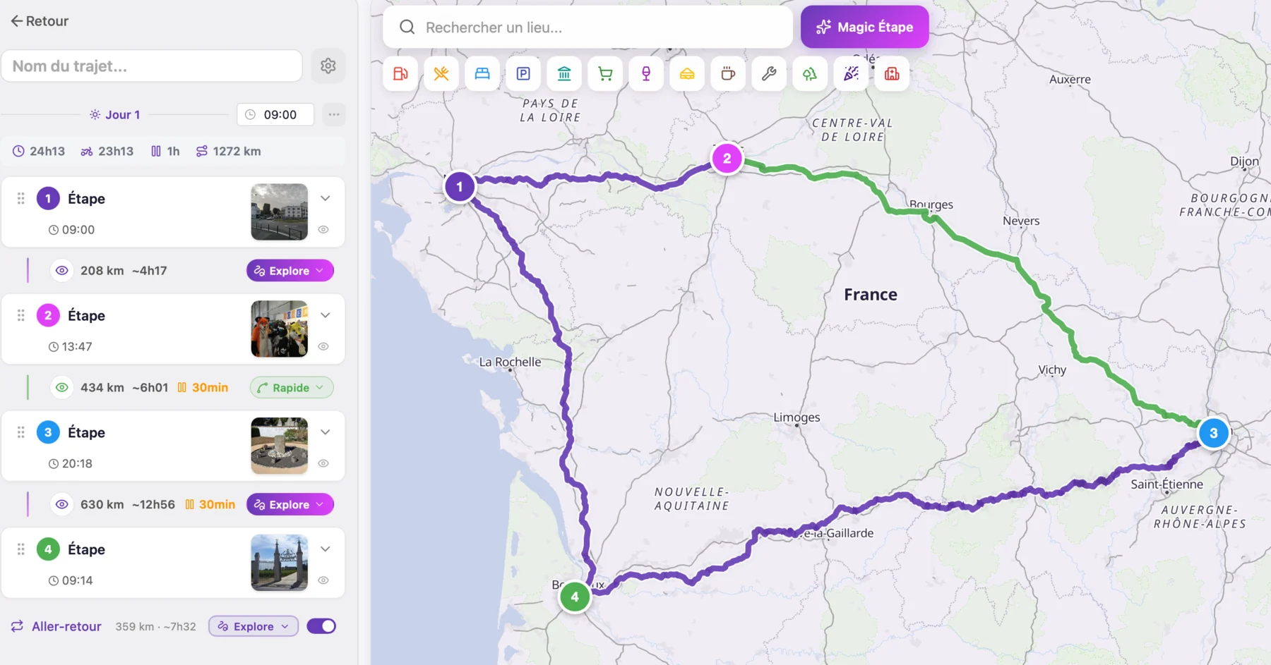 Web app Vroom GPS - planificateur de road trip moto dans le navigateur
